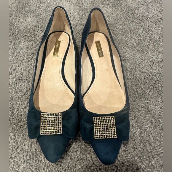 Louise et Cie Blue Suede Flats with Decorative Ornament - Picture 3 of 7